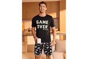 Mens Pajamas Set Lightweight Summer Pjs Sleepwear Soft Comfy Short Sleeve Crew Neck Loungewear 2 Piece