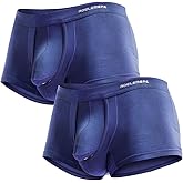 Ouruikia Men's Underwear Modal Boxer Briefs Lightweight Turnks Tagless Underpants with Separate Pouch