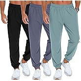 Locoowai 3 Pcs Men's Sweatpants Athletic Lounge Pants Elastic Bottom Jogger Workout Pant with Pocket