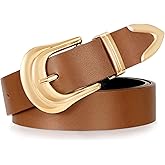 XZQTIVE XQTIVE Women's Western Belt Ladies Cowgirl Country Leather Belt Gold Buckle Rodeo Belt for Jeans Pants Dresses