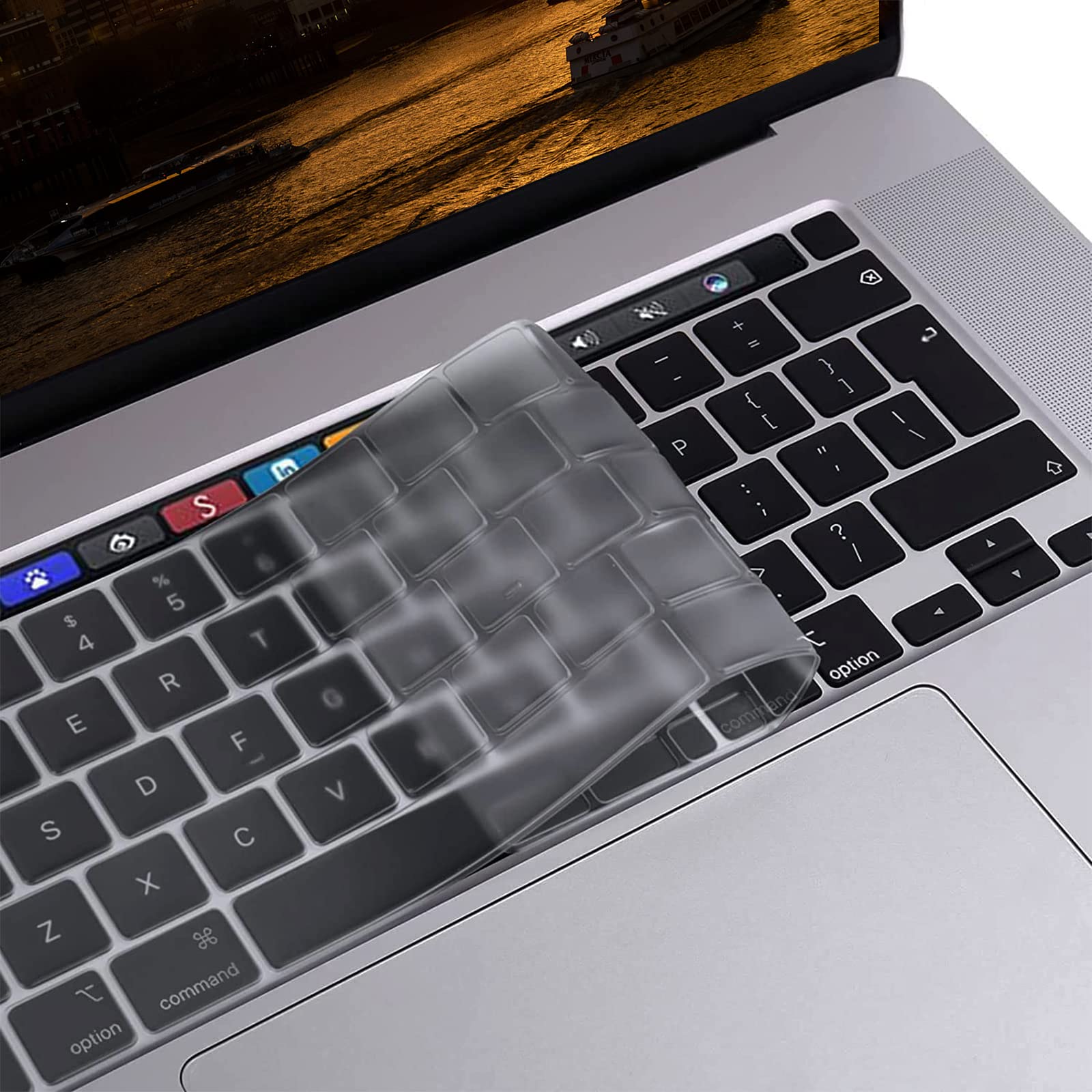 Ultra dünn Tastaturschutz für 2022 2023 2024 A3114 A3113 15 Zoll MacBook Air 13.6 Zoll M2 M3 2022-2024 MacBook pro 14 Zoll 16 Zoll M1 Pro M2 Max 2021 2022 2023 mit Touch ID, EU Tastaturlayout,TPU Klar