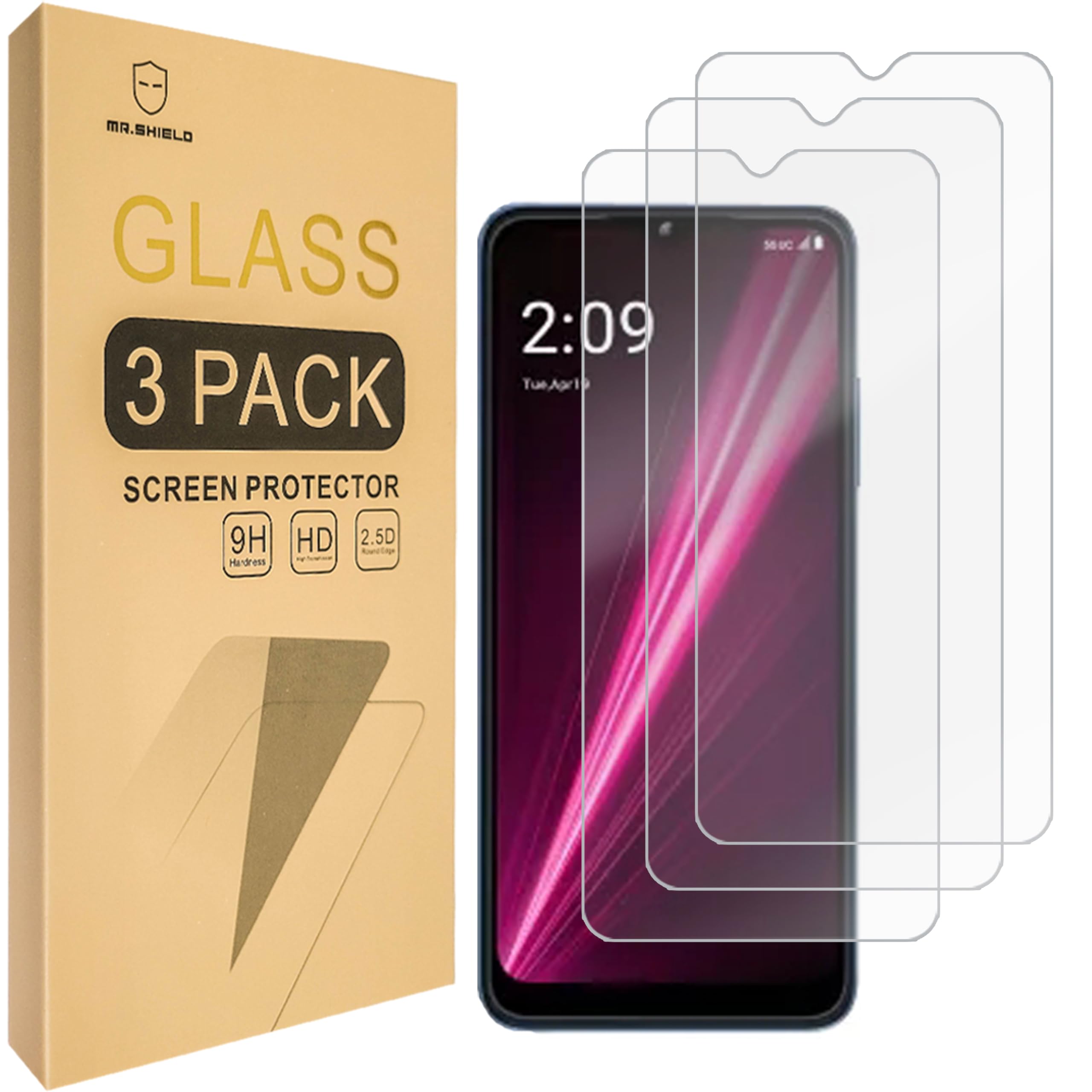 Photo 1 of **2 PIECES**Mr.Shield Screen Protector compatible with T-Mobile T Phone 5G [Tempered Glass] [3-PACK] [Japan Glass with 9H Hardness]
