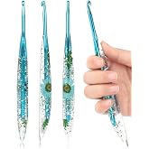 Coopay Crochet Hooks, 5mm Ergonomic Crochet Hook with Floral Plastic Grips | Long Crochet Needles for Crocheting,Stylish and Unique, Ideal for Crocheting Blankets, Dolls, Shawls, Hats, Scarves (H-5.0mm)