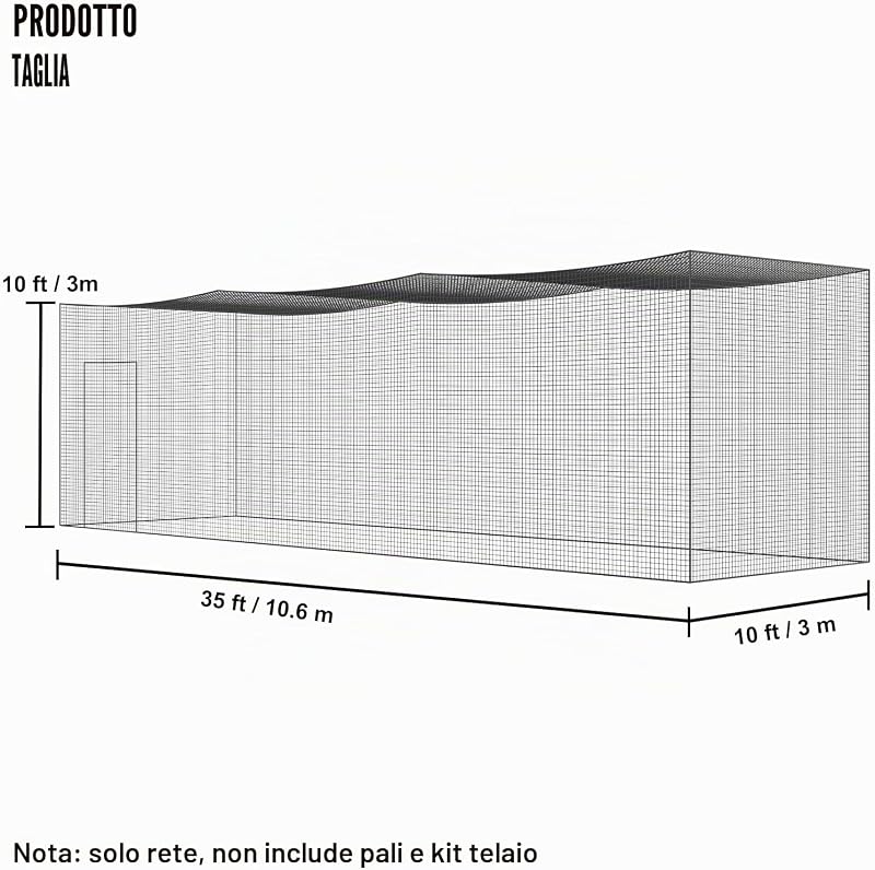 Rete da battuta da baseball per allenamento per battuta da baseball portatile per pratica con porta e borsa per il trasporto, 35FT (SOLO RETE)