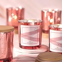 LAMORGIFT 6 Pack Candle Jars - 13.5oz Milky White Glass With Wooden Lids