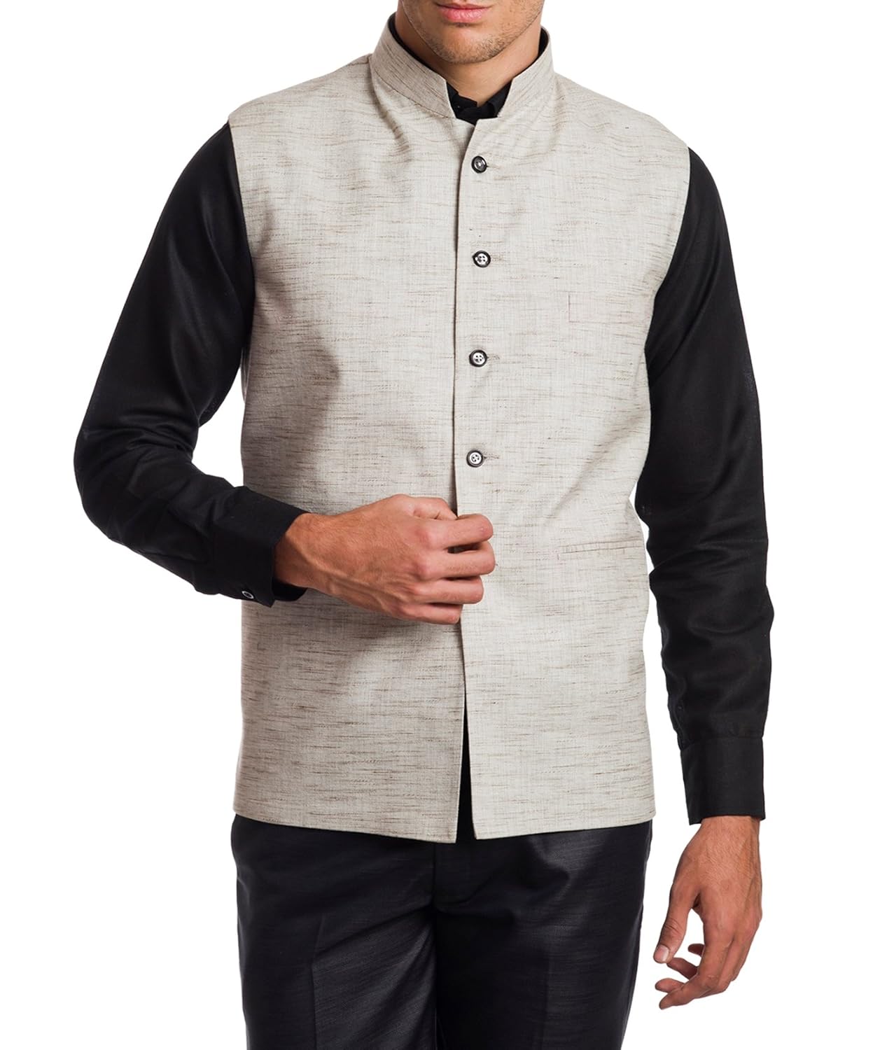 wintage men's linen blend bandhgala festive nehru jacket waistcoat - four colors