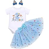 IMEKIS Baby Girl Half 1st 2nd Birthday Outfit Romper Confetti Tutu Skirt Dog Ears Hair Clips Cake Smash Photo Shoot