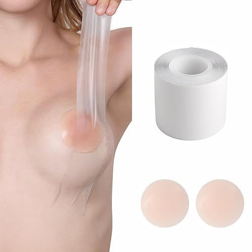 EMOET Clear Boob Tape,Self-Adhesive Bra Tape for Breast Lift with 2 Pair Reusable Silicone Nipple Covers,Suitable for A-G,Replace Your Bra-Instant Bob Tape,Boobytape for Breast Push Up&Strapless Dress in Kenya | Whizz Breast EMOET Clear Boob Tape,Self-Adhesive Bra Tape for Breast Lift with 2 Pair Reusable Silicone Nipple Covers,Suitable for A-G,Replace Your Bra-Instant Bob Tape,Boobytape for Breast Push Up&Strapless Dress in Kenya | Whizz Breast