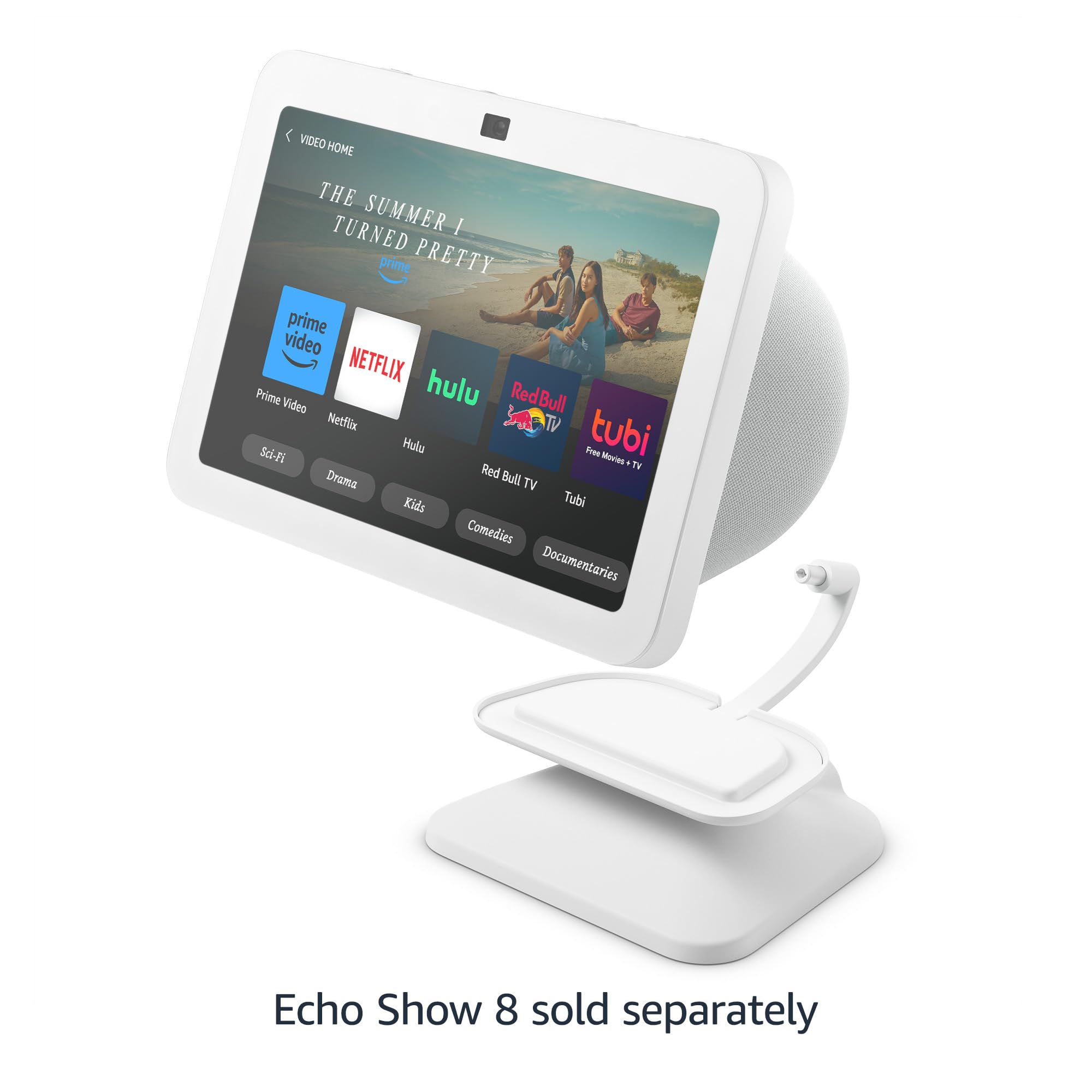 Echo Show 8 (3rd Gen) Adjustable Stand with USB-C Charging Port | Glacier White