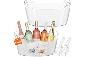 Lifewit 6.5L Ice Bucket for Parties 2 Pcs (in 1 Package), Portable Drink Bucket for Cocktail Bar, Plastic Champagne Cooler fo