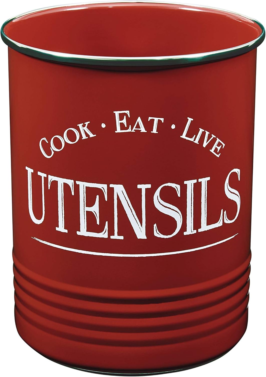 Walford Home Original Kitchen Utensil Holder Crock, Red With Premium Padded Base - Vintage Farmhouse Home Kitchen Decor - Large Kitchen Tool Utensil Storage Caddy Organizer: Kitchen & Dining