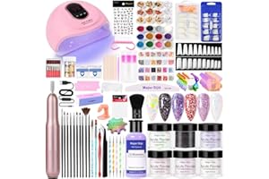 MAJOR DIJIT Acrylic Nail Kit - 6 Colors with 60ml Monomer Liquid, Nail Drill and UV Lamp - Nail Kit Acrylic Set, Nail Design, Nail Studio - Nail Art Gifts for Women - DIY Acrylic Nails Starter Set