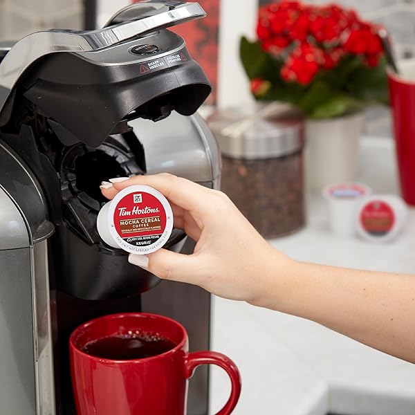 TIM HORTONS MOCHA CEREAL FLAVORED COFFEE, SINGLE-SERVE K-CUP PODS COMPATIBLE WITH KEURIG BREWERS, 12CT K-CUPS