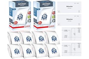 Miele GN AirClean 3D Efficiency Vacuum Cleaner Bags - 2 Boxes - Includes 8 Genuine Airclean GN Bags + 2 Genuine Super Air Clean Filter + 2 Genuine Pre-Motor Protection Filters