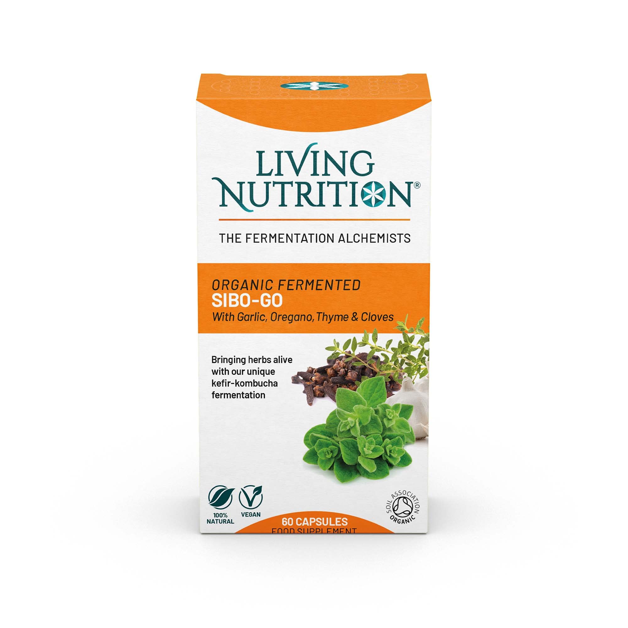 Organic Fermented SIBO-Go (60 Caps, 600mg) - Potent Relief SIBO Supplements - SIBO Relief - Garlic, Oregano, Thyme & Clove for a Balanced Microbiome
