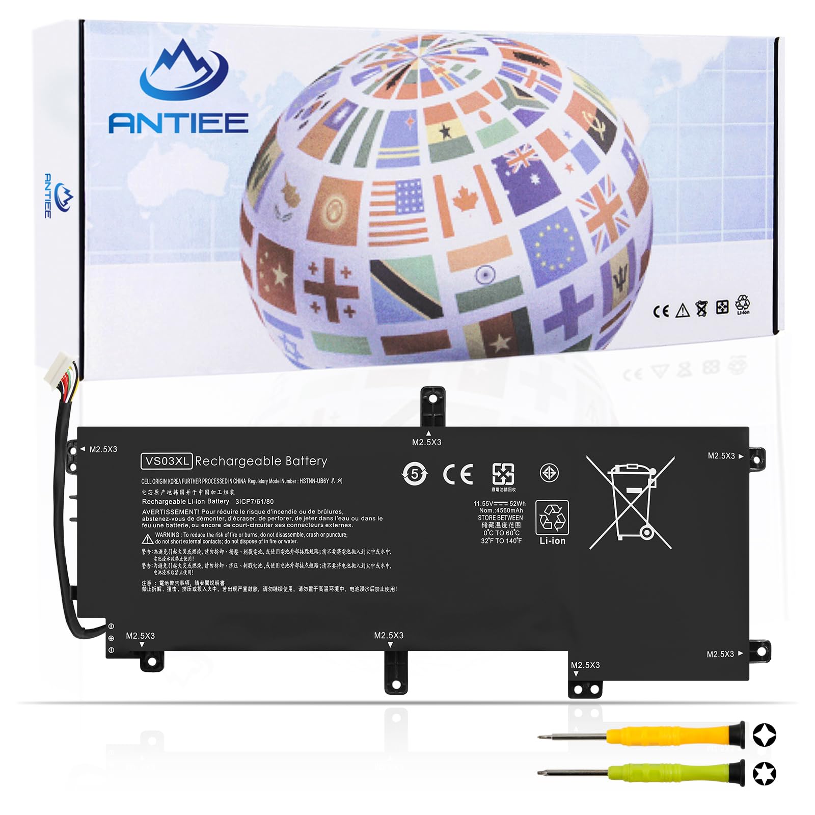 ANTIEE VS03XL Laptop Battery for HP Envy 15-AS000 15T-AS000 15T-AS100 15-AS133CL AS020NR AS027CL AS182CL AS043CL AS014W AS091MS AS028TU HSTNN-UB6Y 849313-850 849047-541 TPN-I125 11.55V 52Wh