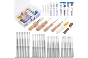 WONVOC 104 Pcs Felting Needles Set, Needle Felting Tool Kit, 4 Sizes &Types Felting Needles (Triangle, Star, Cone, Spiral), 36/38/40/42 Gauge Needle Felting Supplies
