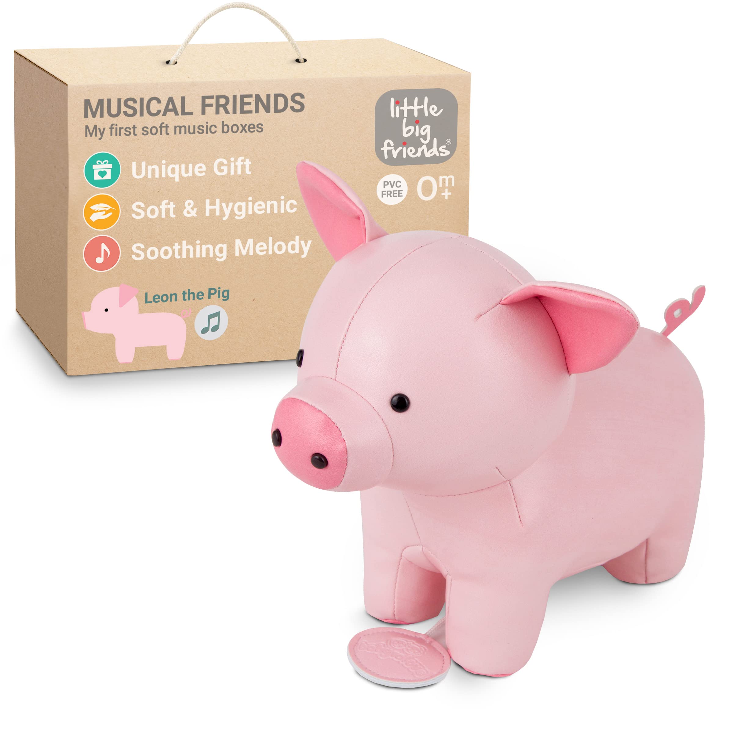 Little Big Friends Musical Friends | Pull String Cord Musical Toy for Baby | Special Stuffed Animal | Easy to Clean | Leon the Pig — image 1