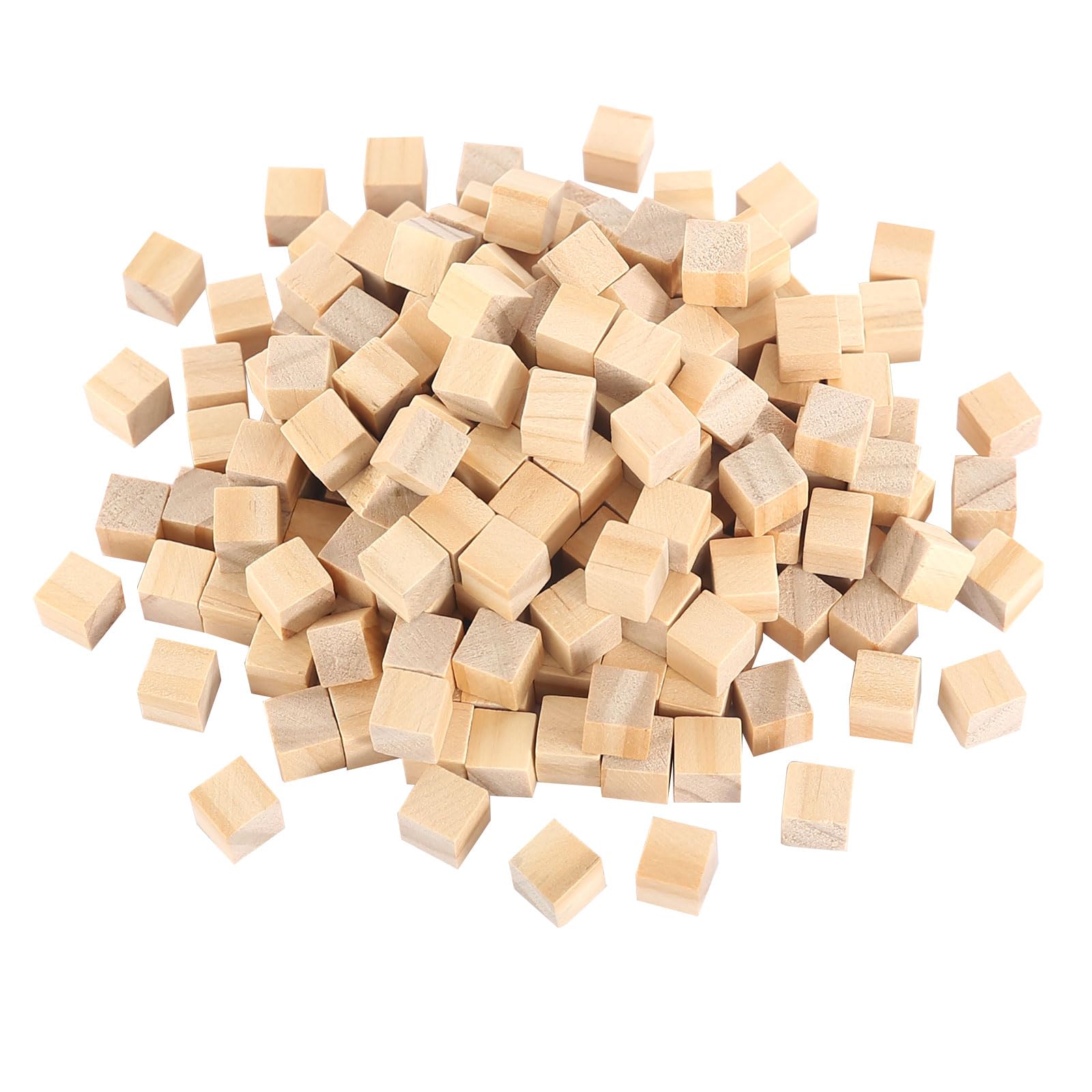 500 Pcs Small Natural Wooden Blocks - 10mm Square Unfinished Craft Cubes for DIY Painting & Decoration
