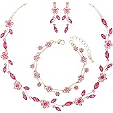 chaoyite Elegant Leafy Wedding Necklace Earrings Jewelry Sets For Women Brides Bridal Floral Cluster Prom Party Costume Accessories