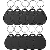10pcs T5577 RFID Keyfobs 125kHz Rewritable T5577 Key Tags Proximity ID Card | Black T5577 Fobs Token Tag, Customisable ID Numbers &amp; Logo, for Keyless Entry Access Control Systems