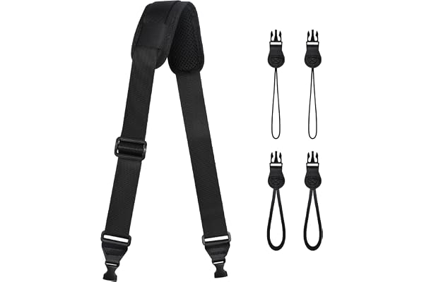 TIMISM Shoulder Strap with Pad, 2 Sets of Quick Release Buckles, Black | Adjustable between 39" to 63", Replacement Comfortable Neck Lanyard for Camera, Tablet, iPad, Laptop, Binocular, Luggage Bag