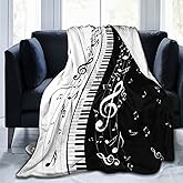 Piano Music Gift Black and White Blanket Plush Lightweight Soft Flannel Fleece Throw Blankets Bedding for Bed Sofa Couch Living Room 50"x40"