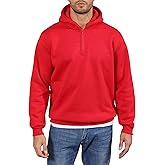 LINMYZAI Men Quarter Zip Hoodie Fleece Lightweight Mens Half Zip Pullover Long Sleeve Drop Shoulder Hooded Sweatshirt