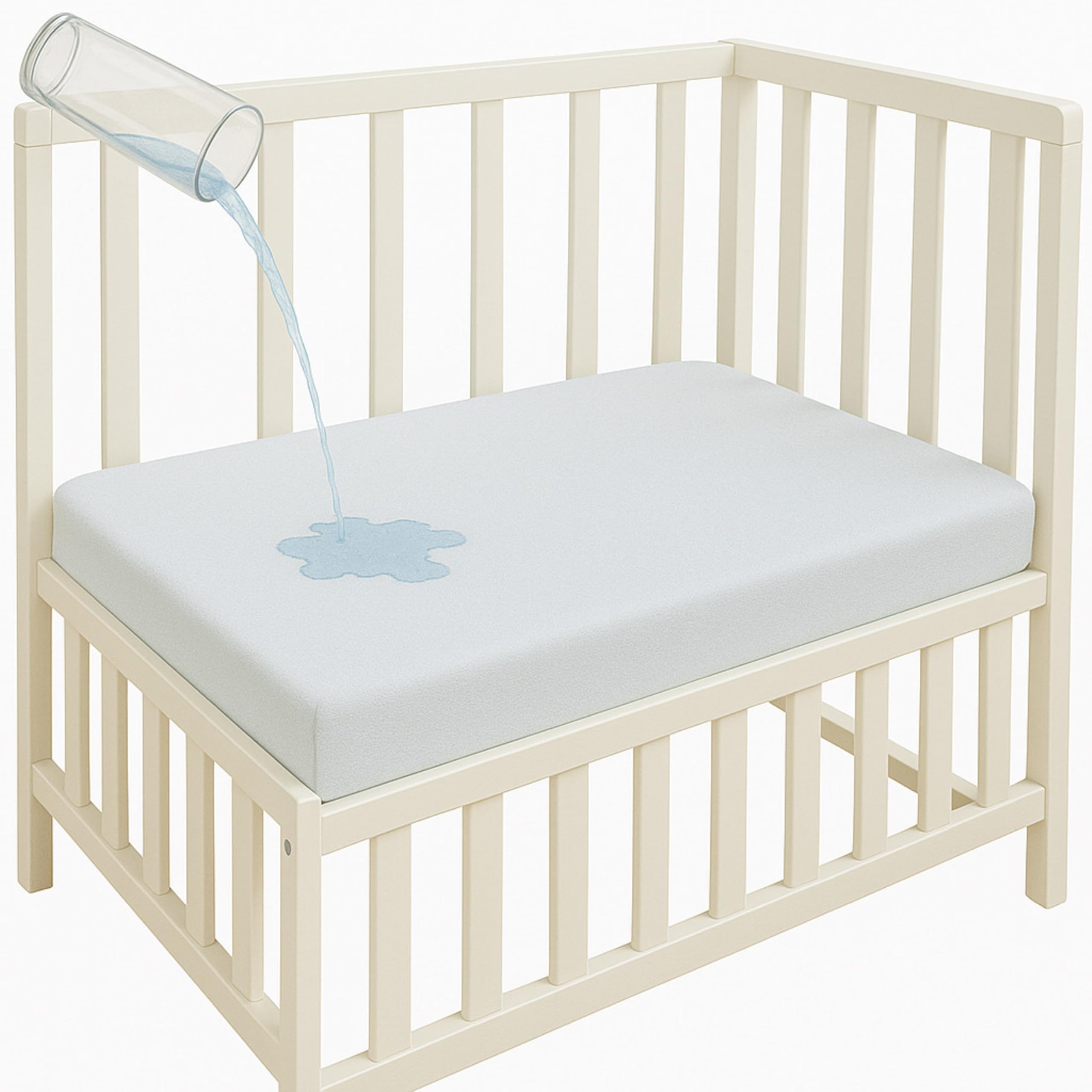 Dudu N Girlie Terry Cotton 100 Percent Waterproof Mini Cot Mattress Protector, 50 cm x 100 cm