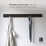 Umbra Flip 8-Hook Wall Mounted Coat Rack Black/Walnut view 7