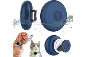 WTYSSN Airtag Dog Collar Holder Waterproof, Hidden Silicone Waterproof Airtag Case for Pet Cat Dog GPS Tracker, Anti-Lost Waterproof Airtag Holders Compatible with Apple AirTag for Dog Cat Collar (Navy)