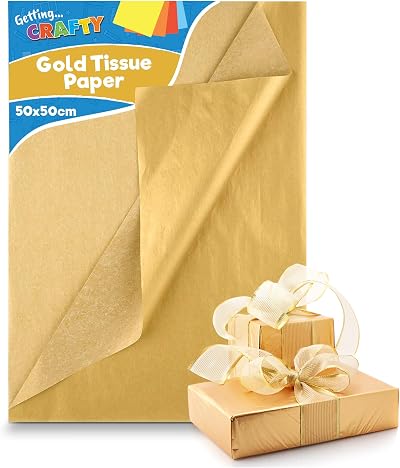 SOL Gold Tissue Paper 20 Pack 50x50cm Gift Wrapping Crafting