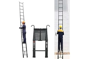 ANSIMIDA Telescoping Ladder, 20FT Aluminum Collapsible Extension Ladder with 2 Detachable Hooks, 330 LBS Capacity w/Non-Slip Feet, Portable Multi-Purpose Compact Ladder for Home Garden RV Roof Camper