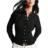 GORGLITTER Women's Button Up Cinched Waist Cropped Cardigan Sweater 2025 Fall Long Sleeve Slim Trendy Knitwear Tops