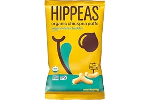 HIPPEAS Organic Chickpea Puffs + Vegan White Cheddar | Vegan, Gluten-Free, Crunchy, Protein Snacks, 4 Ounce (Pack of 12)