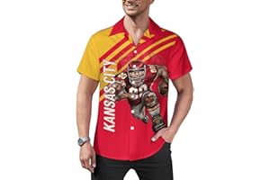 DIYBA4S Men's Football Shirt City Mascots Cuban Neck Shirts Hawaii Short Sleeve Game Day Gifts for Fans Men S-2XL