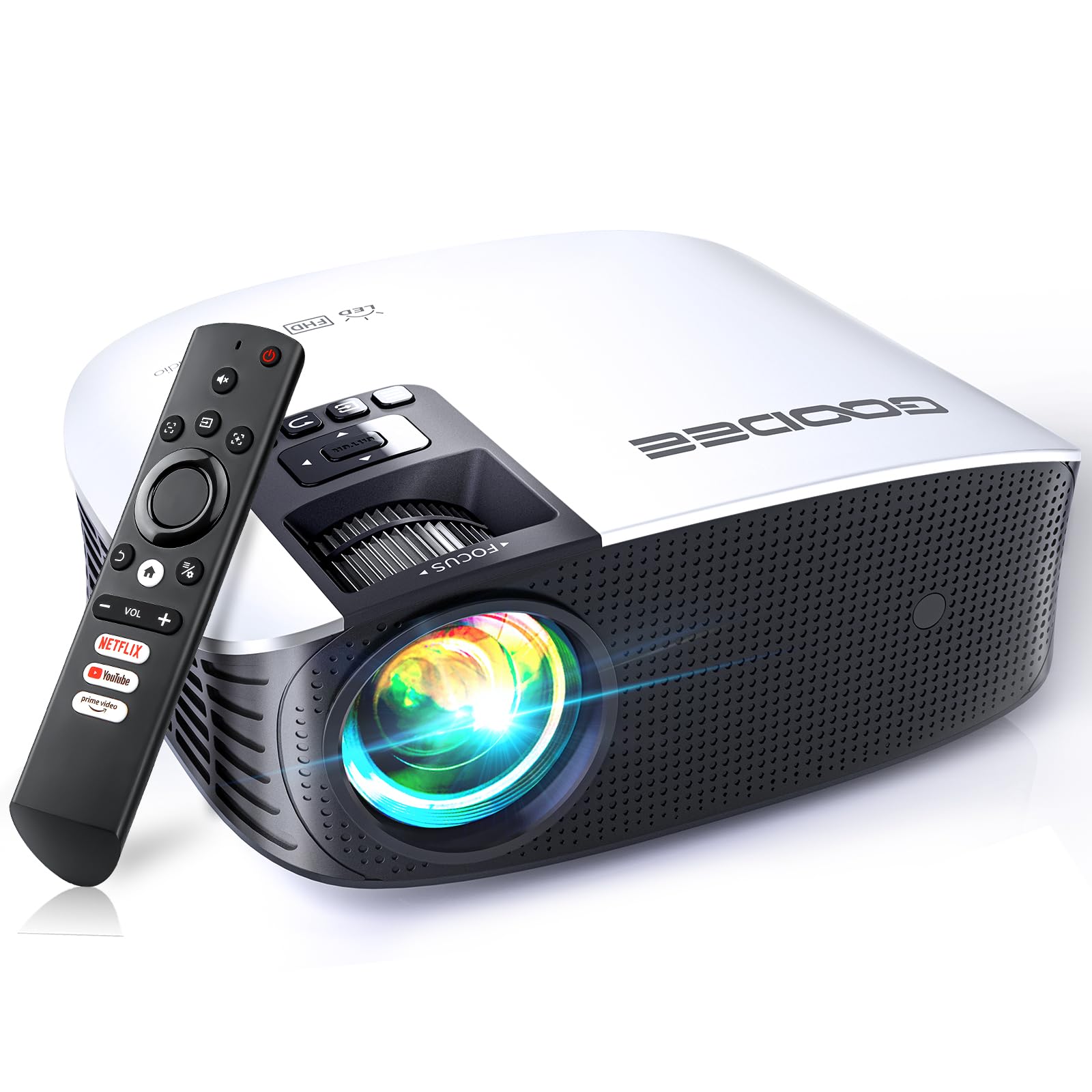 Photo 1 of GooDee Smart 4K Projector with 5G WIFI and Bluetooth, Netflix/Amazn Prime Video Certified, Dolby Audio, 800ANSI Outdoor Projector, 400" Zoom Home Theater Projector Compatible with TV Stick,iOS,Android