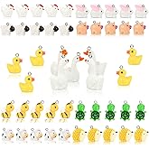 BENOSPACE 50 Pcs Resin Animal Charms Pendant Cute Goose Duck Cow Bee Chicken Rabbit Turtle Hedgehog Sheep Pig Beads DIY Accessories Farm Theme Supplies for DIY Jewelry Making Bracelet Necklace Earring