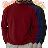 August Alley 3 Pack Men's Mock Turtleneck Shirts Thermal Long Sleeve Tops Basic Mock Neck Slim Undershirts Pullover Sweaters