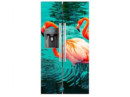 Vinilo Frigorífico Americano Pareja Flamencos | 91x179cm | Varias ...