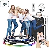 360 Photo Booth 45.3" Machine 7 People Stand Extra Free Battery Pack+Power Bank+Ring Light+Free Custom Logo with Extra Replacement Accessories, Software APP Control with Flight Case
