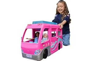 Barbie Camper, ensemble de jeu de poupée avec 60 accessoires, toboggan de 76,2 cm et 7 aires de jeu, Dream Camper