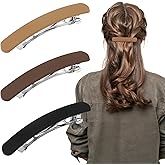 ATODEN Women's Flat Hair Barrettes - 3Pcs Matte French Clips for Thin Fine or Short Medium Hair, Khaki Brown Black Accessories