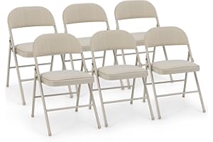 Giantex 6-Pack Folding Chairs Set - Waiting Room Chairs with Metal Frame, Fabric Upholstered Padded Seat, Foldable Party Chai