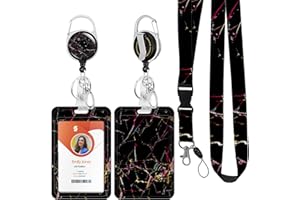 ID Badge Holder with Lanyard,Retractable ID Badge Card Holders Detachable Neck Lanyard Strap with Badge Reel and Vertical ID 
