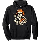 Boys Halloween Skeleton Gamer Video Gaming Teenage Kids Men Pullover Hoodie