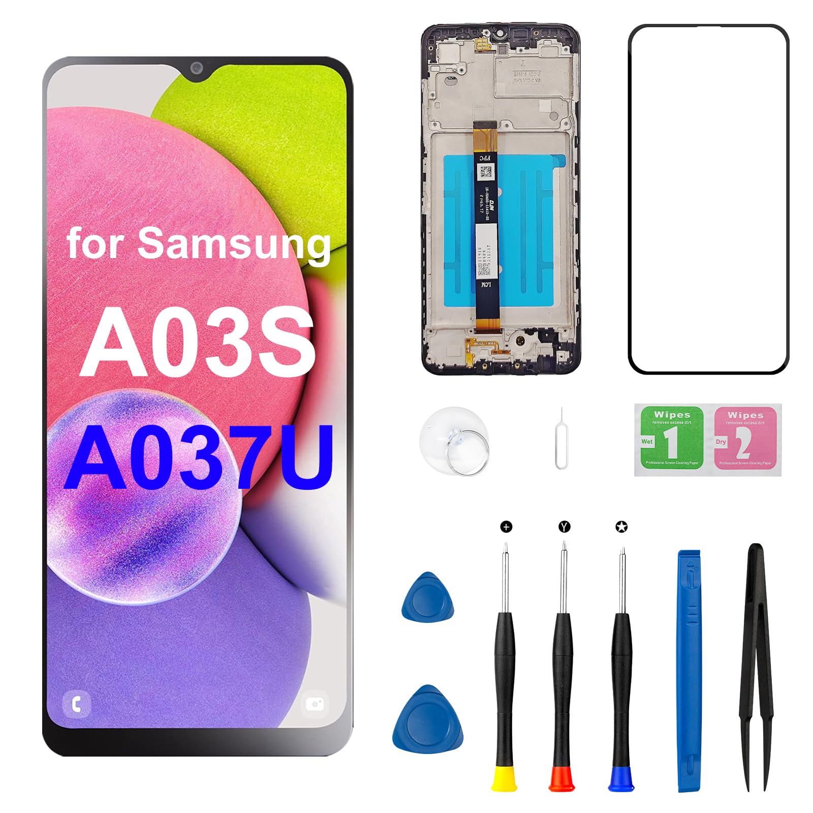 Photo 1 of for Samsung Galaxy A03S A037U Screen Replacement US Version, for Samsung A03S SM-A037U LCD Touch Frame Display Digitizer Assembly with Repair Tool Kits 6.5 inch