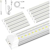 ONLYLUX 8ft LED Shop Light - 90W 12000lm 5000K, 8 Foot LED Shop Light Fixture, V Shape Bulbs for Garage, Workshop, Warehouse, Plug and Play, Energy Efficient (10 Pack)