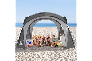 UNICAMPER Beach Tent 12 X 12ft Large UPF50+ Pop Up Canopy with 2-Pcs Side Wall, Sun Shelter Rainproof, Waterproof for Camping Trips, Backyard Fun, Fishing, Parties, Or Picnics(Gary)