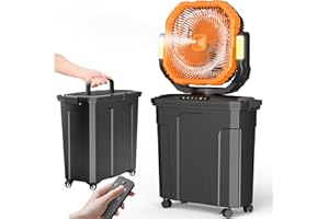 Ausic 20L 12Inch Portable Misting Bucket Fan, 30000mAh Oscillating Outdoor Fans with Water Spray for Patio, Rechargeable Battery Camping Fan with Remote Control, Home/Beach/Travel Essentials